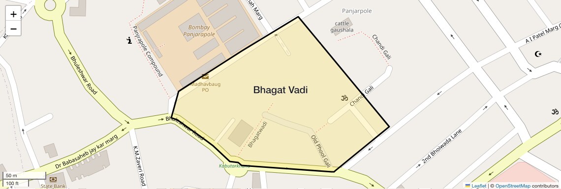 Location Map of Bhagat Vadi, Mumbai