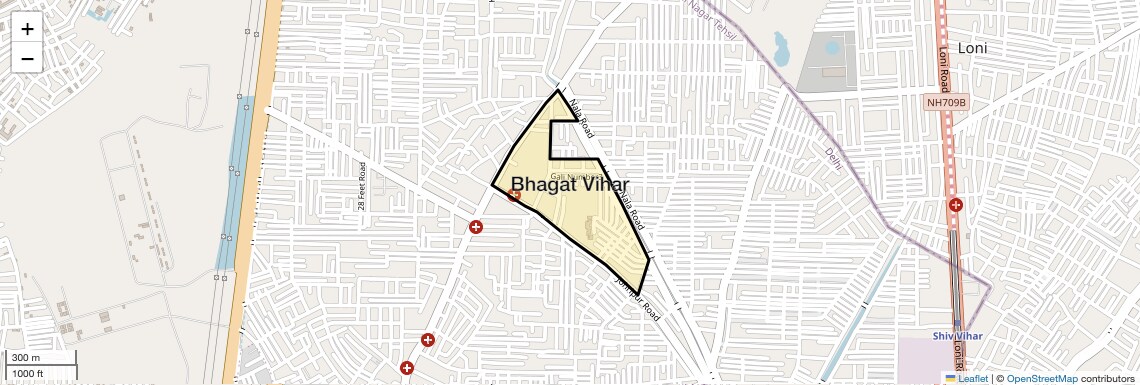 Location Map of Bhagat Vihar, Delhi