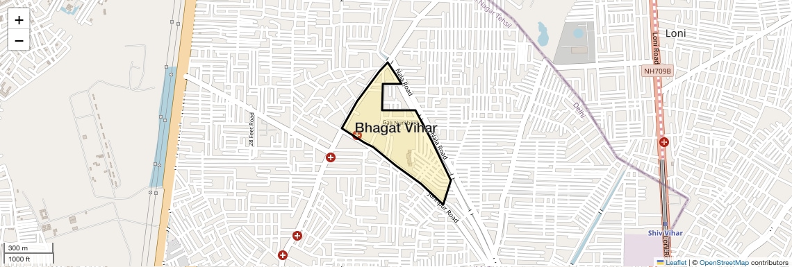 Location Map of Bhagat Vihar, Delhi