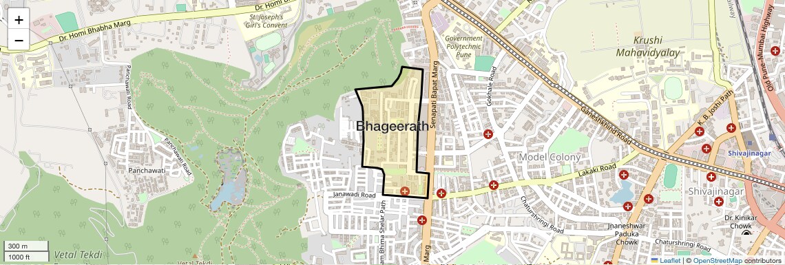 Location Map of Bhageerath, Pune