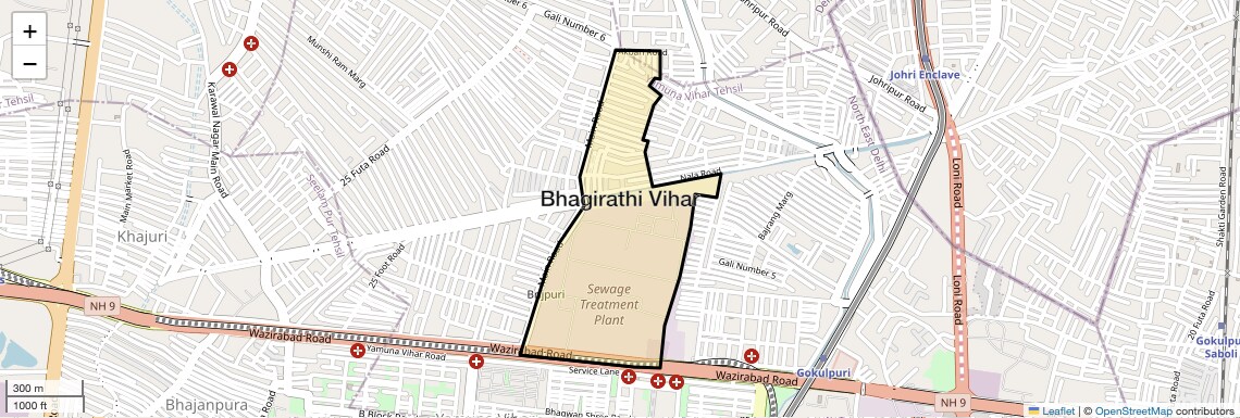 Location Map of Bhagirathi Vihar, Delhi
