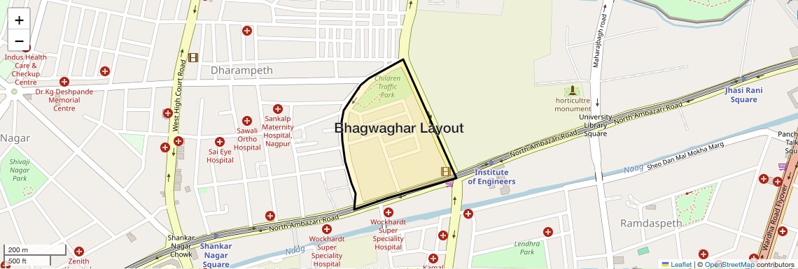Location Map of Bhagwaghar Layout, Nagpur