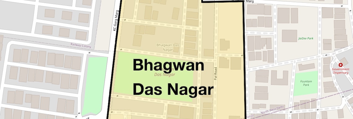 Location Map of Bhagwan Das Nagar, Delhi
