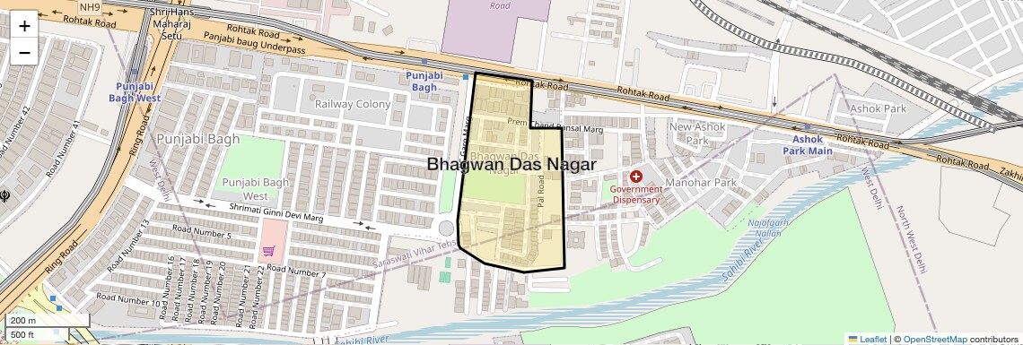 Location Map of Bhagwan Das Nagar, Delhi