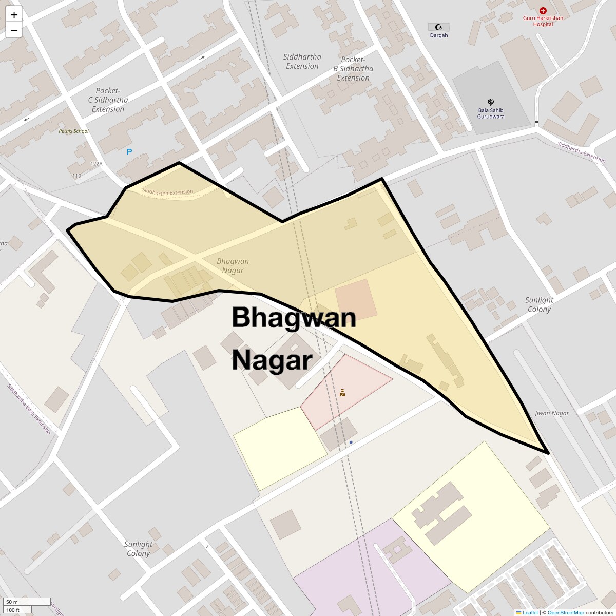 Location Map of Bhagwan Nagar, Delhi