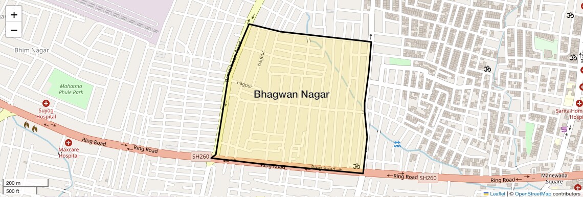 Location Map of Bhagwan Nagar, Nagpur