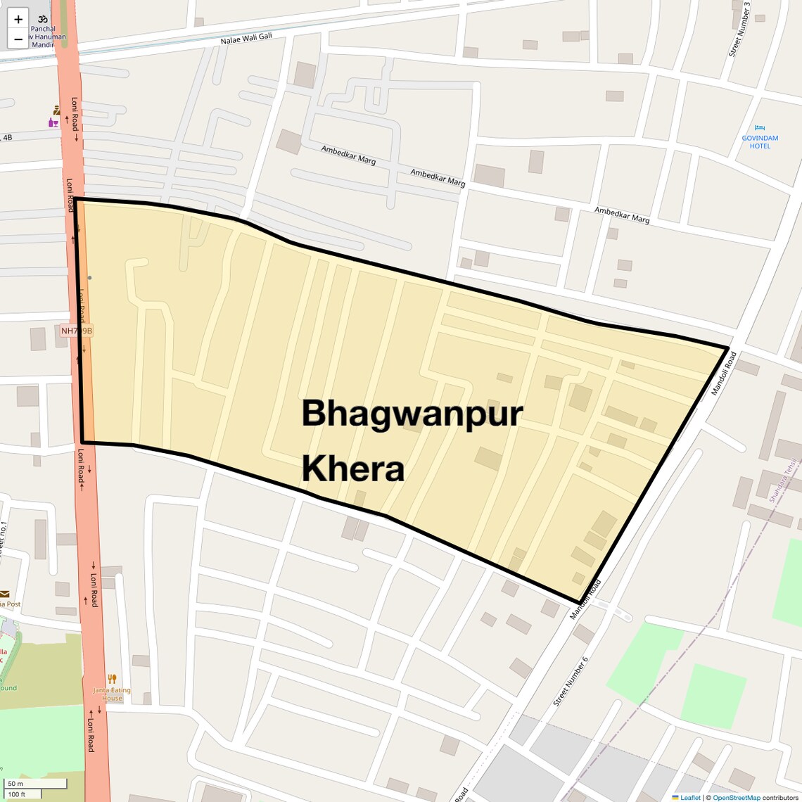 Location Map of Bhagwanpur Khera, Delhi