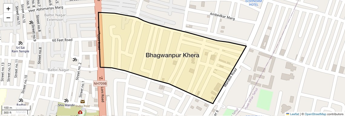 Location Map of Bhagwanpur Khera, Delhi