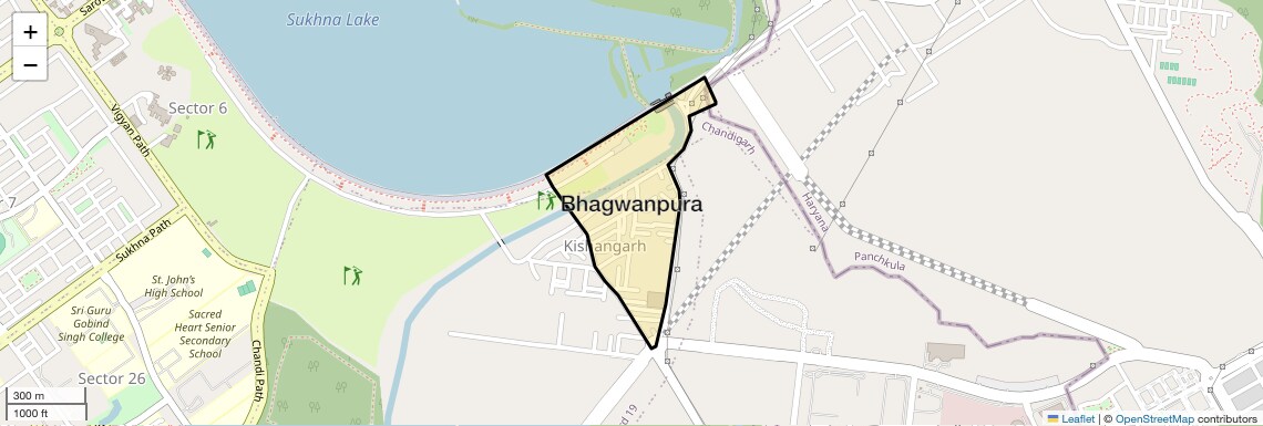Location Map of Bhagwanpura, Chandigarh