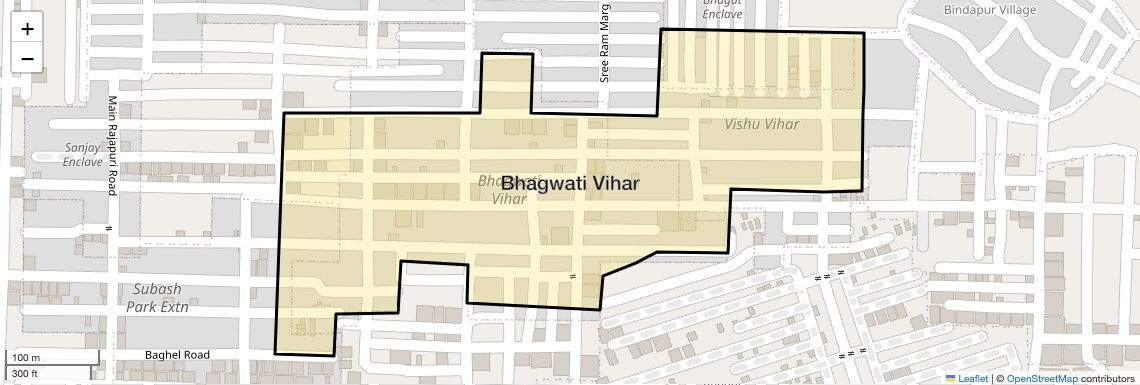Location Map of Bhagwati Vihar, Delhi