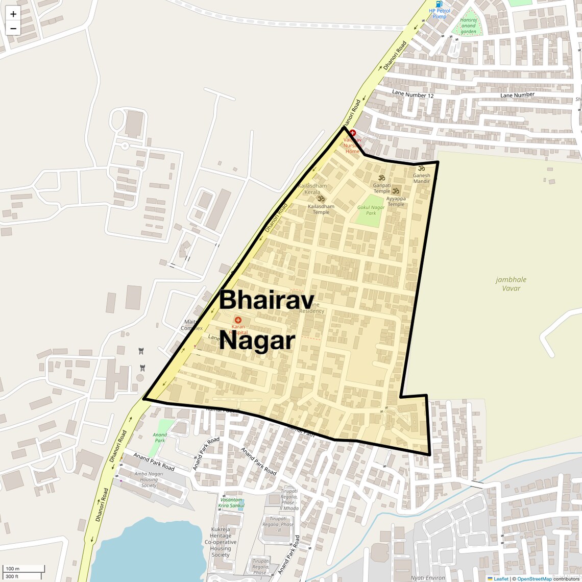 Location Map of Bhairav Nagar, Pune