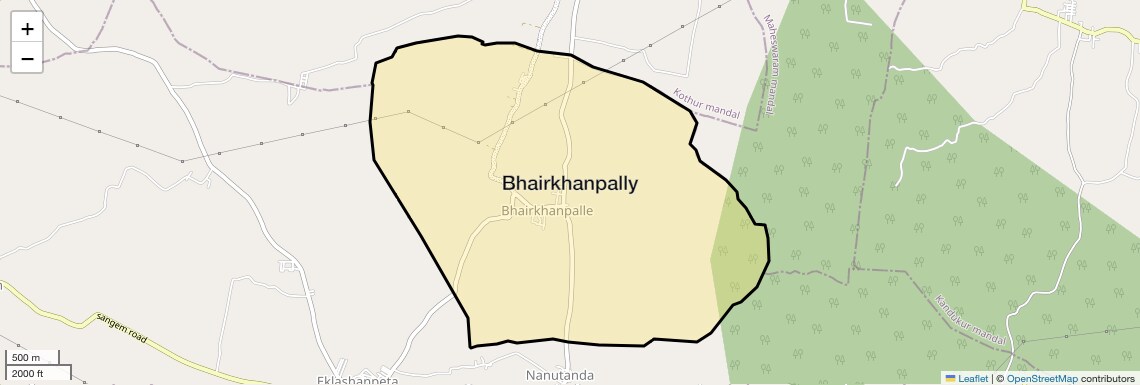 Location Map of Bhairkhanpally, Hyderabad