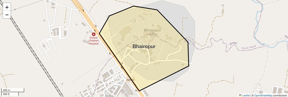 Location Map of Bhairopur, Bhopal