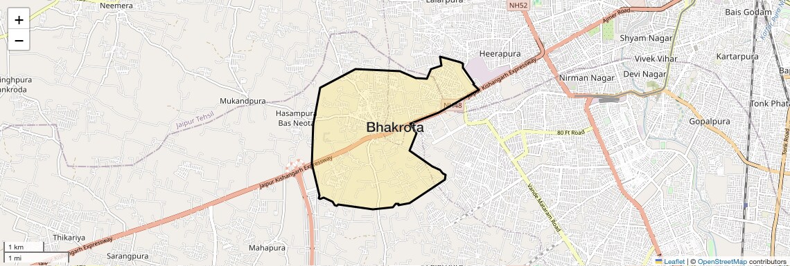 Location Map of Bhakrota, Jaipur