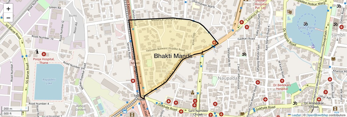 Location Map of Bhakti Mandir, Thane