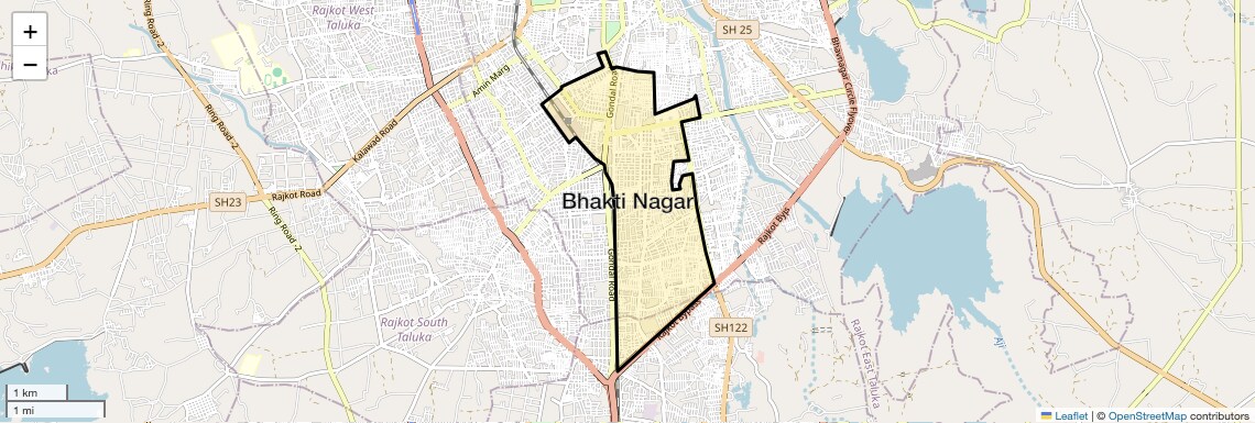 Location Map of Bhakti Nagar, Rajkot