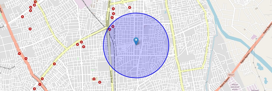 Location Map of Bhakti Nagar, Rajkot