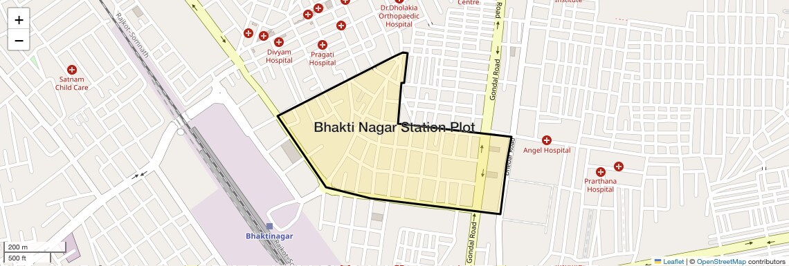 Location Map of Bhakti Nagar Station Plot, Rajkot