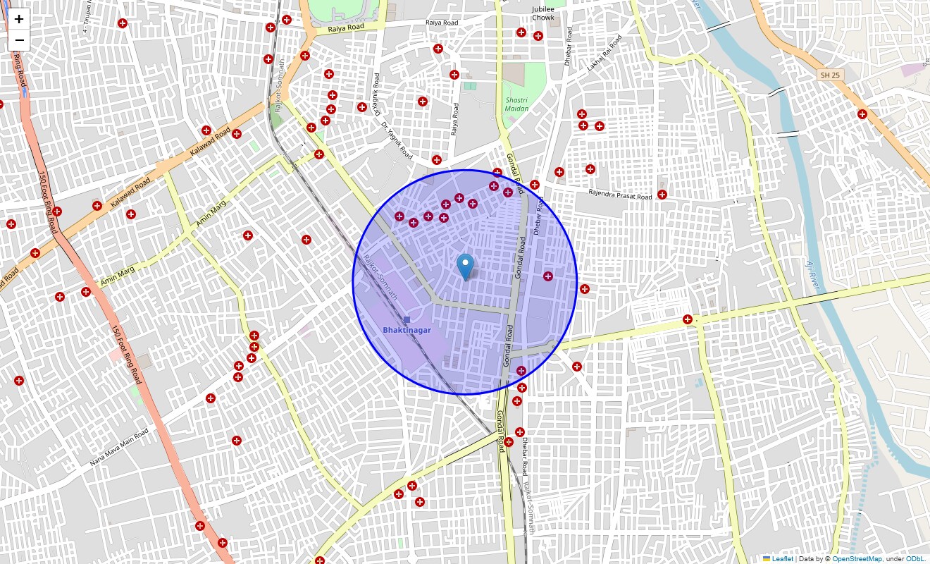 Location Map of Bhakti Nagar Station Plot, Rajkot