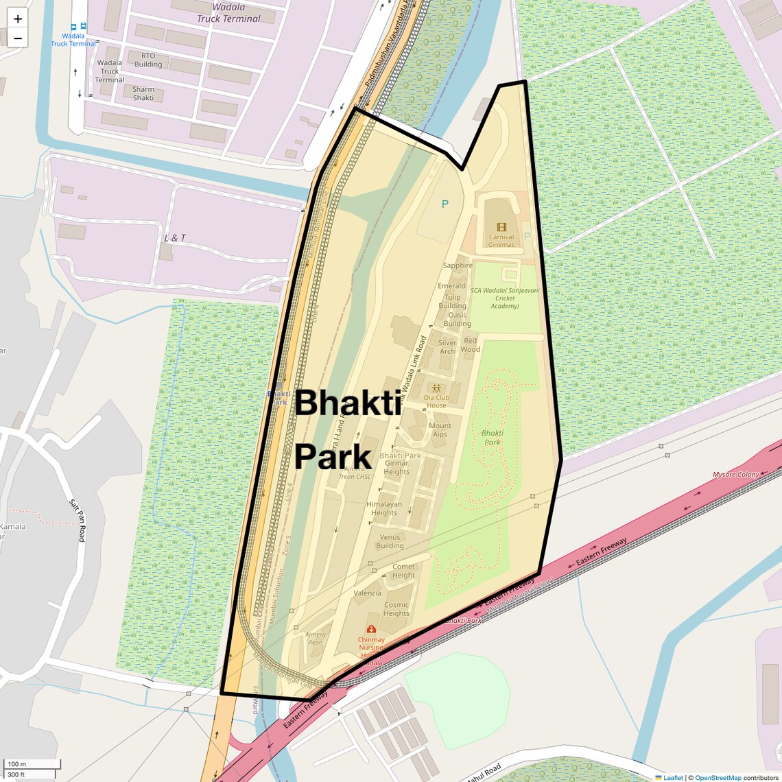 Location Map of Bhakti Park, Mumbai