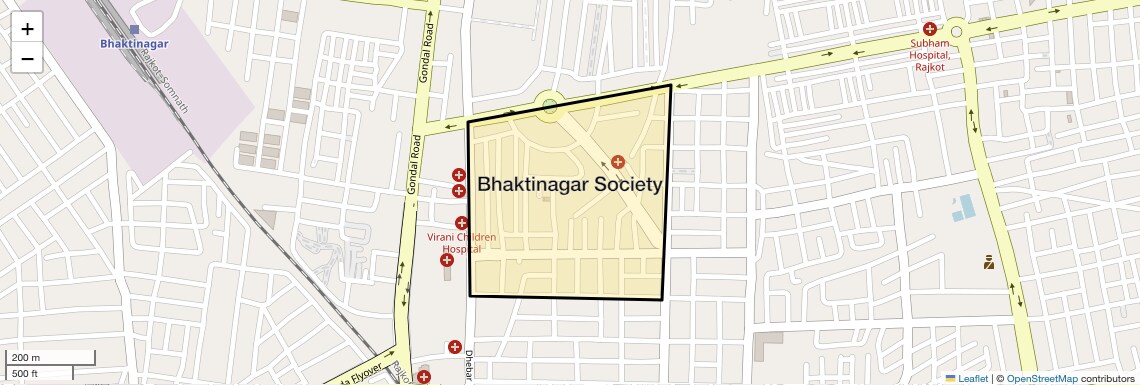 Location Map of Bhaktinagar Society, Rajkot