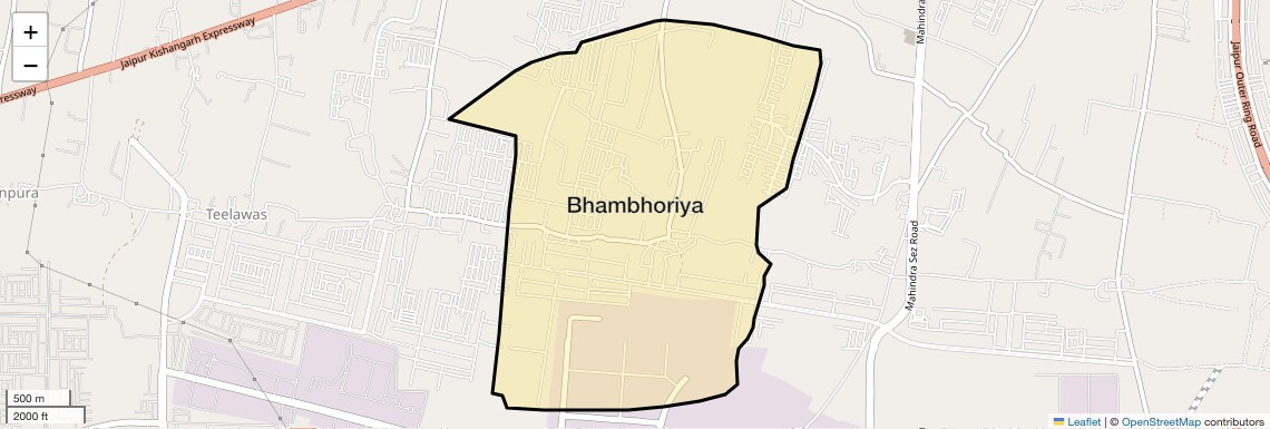 Location Map of Bhambhoriya, Jaipur
