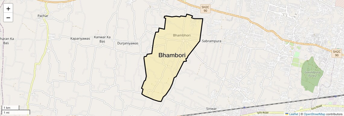 Location Map of Bhambori, Jaipur