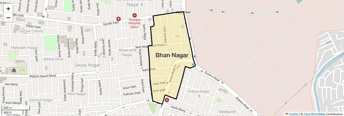 Location Map of Bhan Nagar, Jaipur
