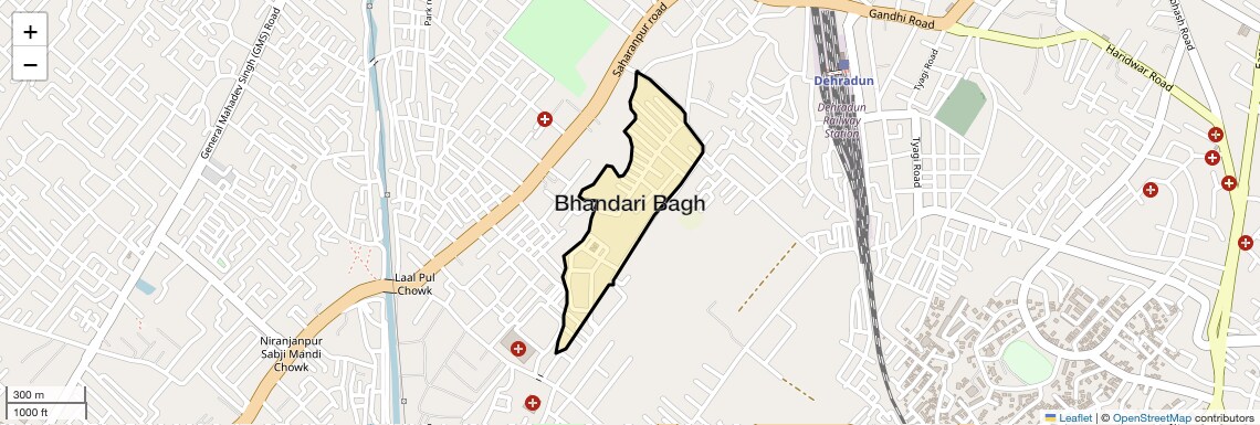 Location Map of Bhandari Bagh, Dehradun