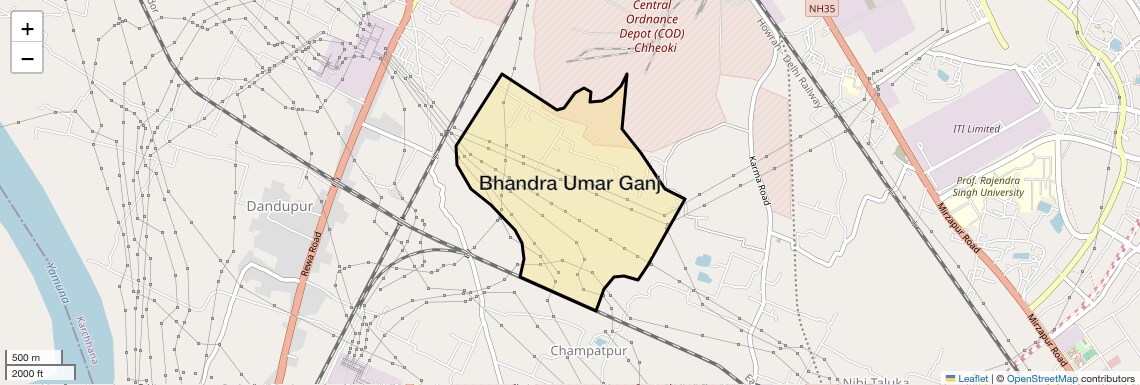 Location Map of Bhandra Umar Ganj, Allahabad