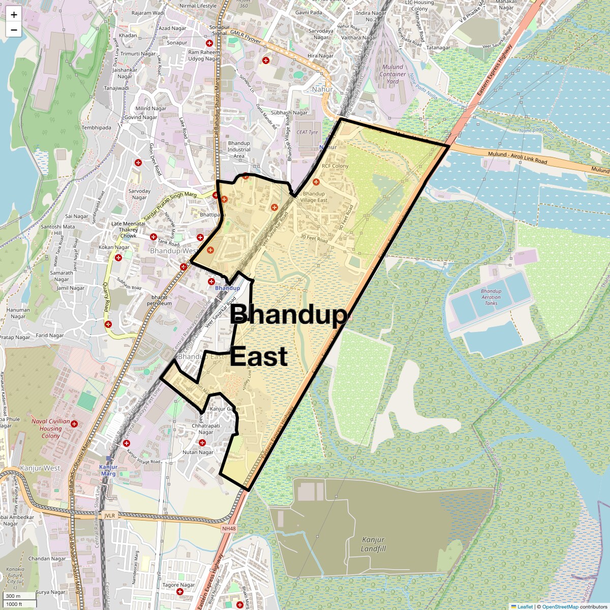 Location Map of Bhandup East, Mumbai
