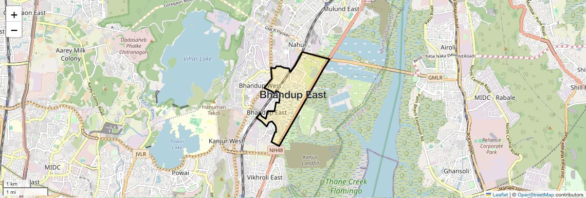 Location Map of Bhandup East, Mumbai