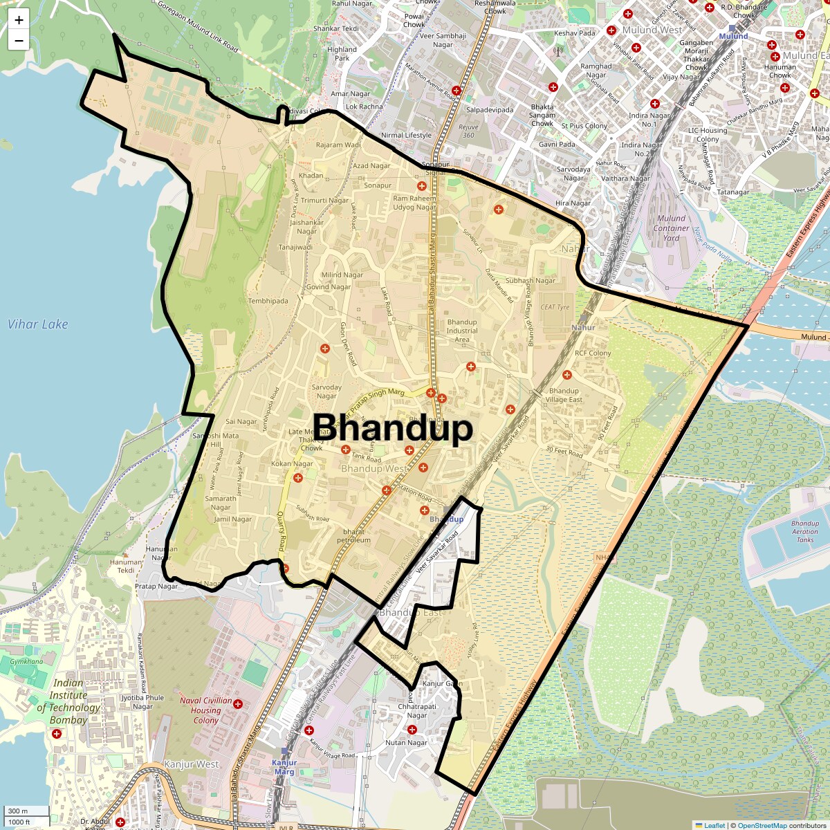 Location Map of Bhandup, Mumbai