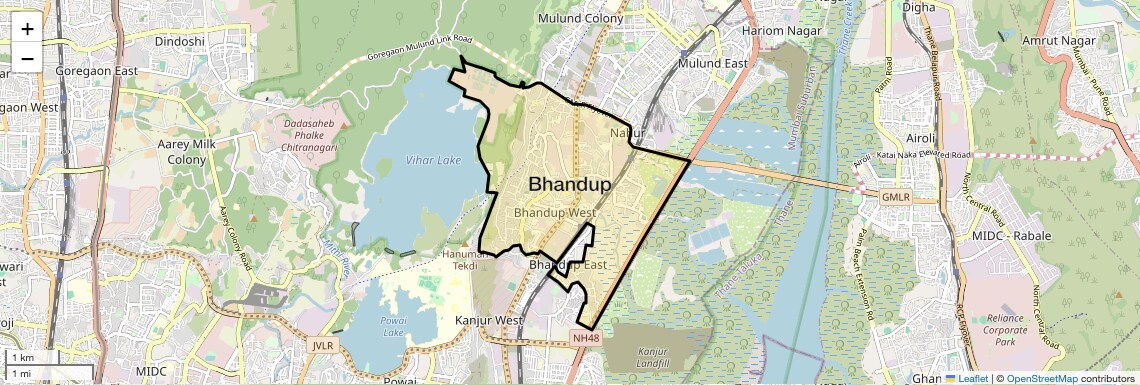 Location Map of Bhandup, Mumbai