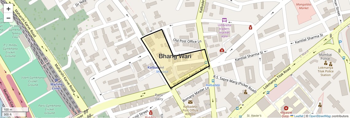 Location Map of Bhang Wari, Mumbai