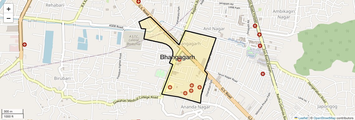 Location Map of Bhangagarh, Guwahati