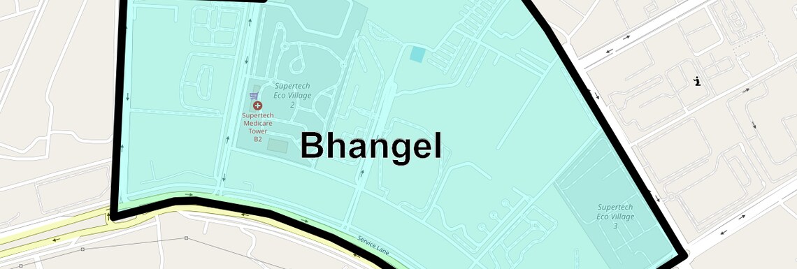 Location Map of Bhangel, Greater Noida