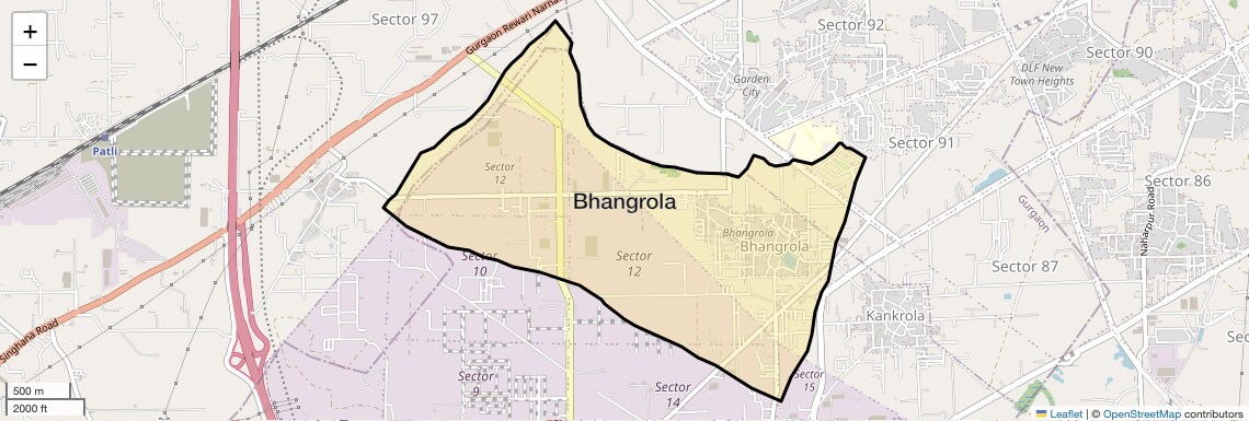Location Map of Bhangrola, Gurgaon