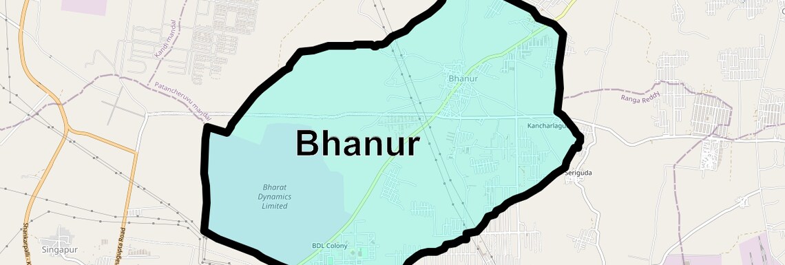 Location Map of Bhanur, Hyderabad