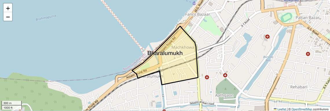 Location Map of Bharalumukh, Guwahati