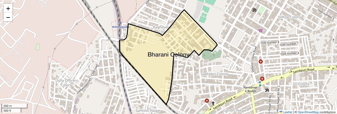 Location Map of Bharani Colony, Hyderabad