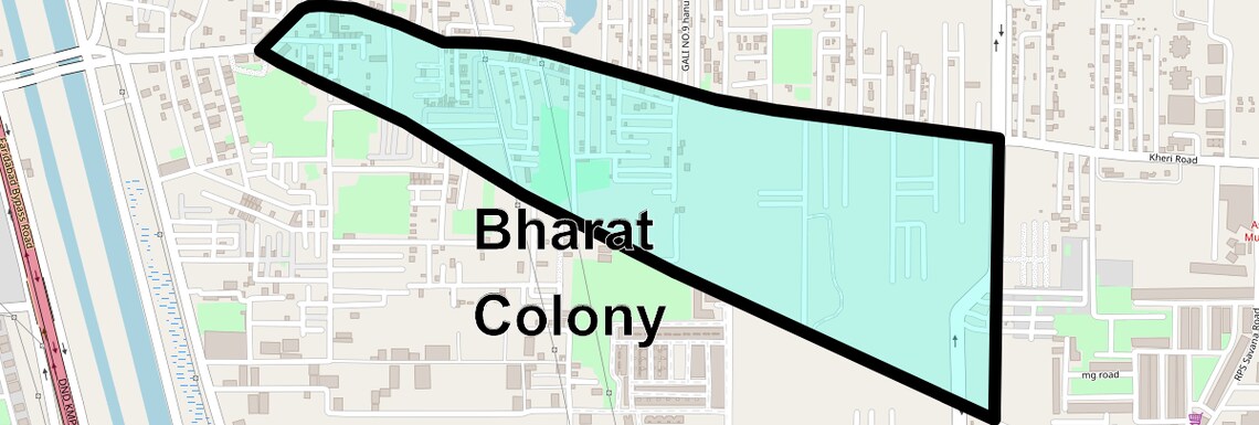 Location Map of Bharat Colony, Faridabad