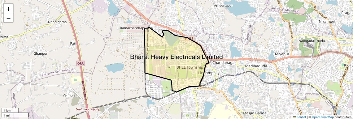 Location Map of Bharat Heavy Electricals Limited, Hyderabad