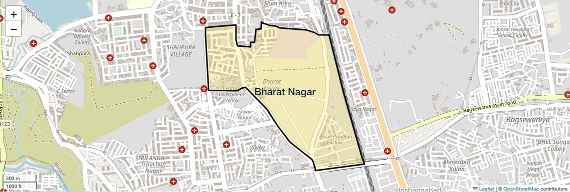 Location Map of Bharat Nagar, Bhopal