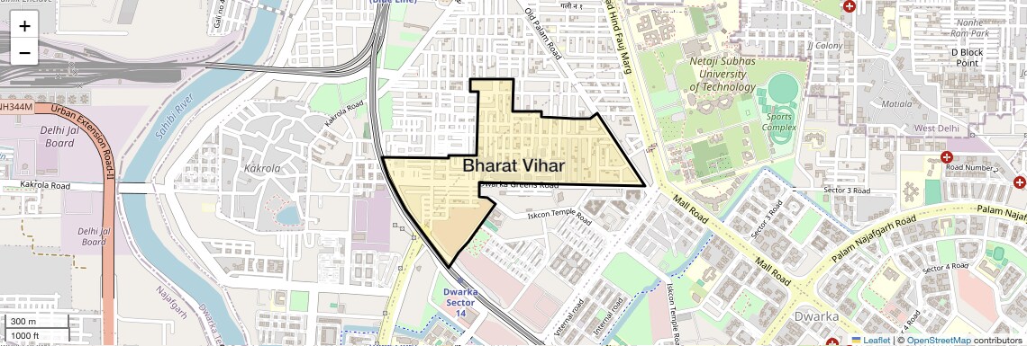 Location Map of Bharat Vihar, Delhi