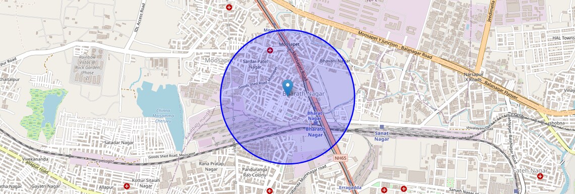 Location Map of Bharath Nagar Colony, Hyderabad