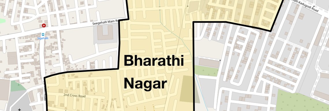 Location Map of Bharathi Nagar, Bangalore