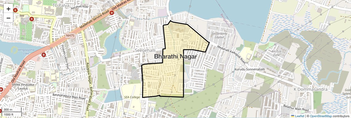 Location Map of Bharathi Nagar, Bangalore