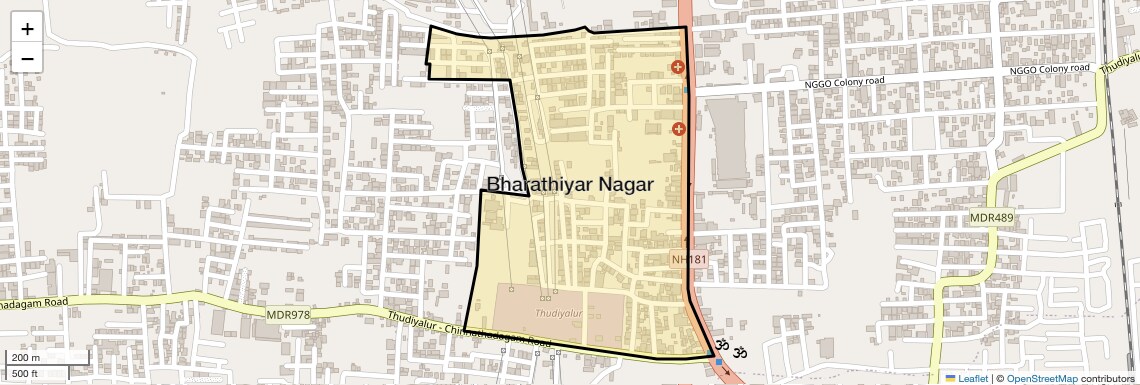 Location Map of Bharathiyar Nagar, Coimbatore