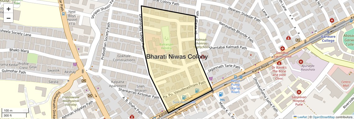 Location Map of Bharati Niwas Colony, Pune